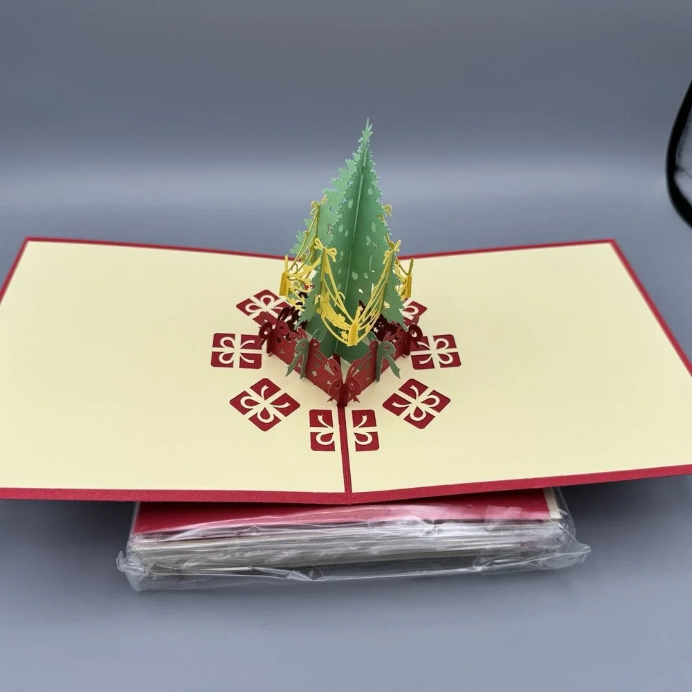 10 Pack 3D Pop‎ Up Christmas Tree Paper Card Xmas Greeting Holiday Lovely Gifts